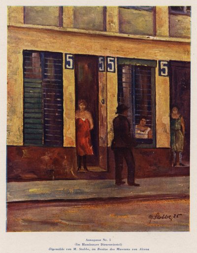 5 アンナガッセ、ハンブルクの赤線地帯（油絵） 作： European School