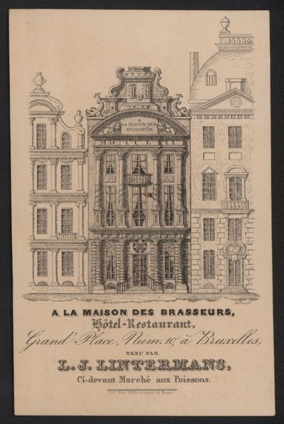 A La Maison Des Brasseurs, Hotel Restaurant, Brussels, L J Lintermans (carving) 作： European School