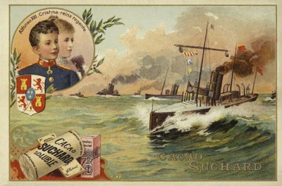 スペインのアルフォンソ13世とその母親、オーストリアのマリアクリスティーナ、スペイン-アメリカ戦争、1898年 作： European School