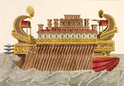 古代の軍艦（彩色済み彫刻 作： European School