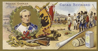 オーストリアのチャールズ大公とオーストリアのアスペルンエスリングの戦い、1809年 作： European School
