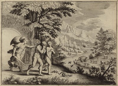 エデンの園からのアダムとイブの追放 (彫刻) 作： European School