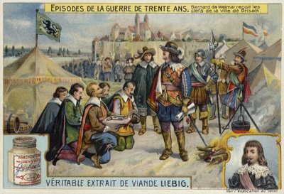 1638年、ブライザッハの町の鍵を受け取ったザクセンワイマールのバーナード 作： European School