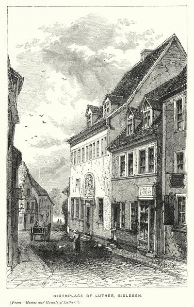 ルターの生家、アイスレーベン（版画 作： European School