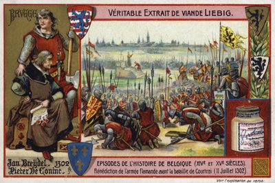 1302年のコートライの戦いの前のフランダース軍の祝福 作： European School