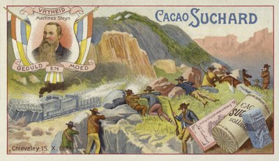 1899年10月15日、南アフリカのチーブリー、イギリスの装甲列車を攻撃するボーアーズ、ボーア戦争 作： European School