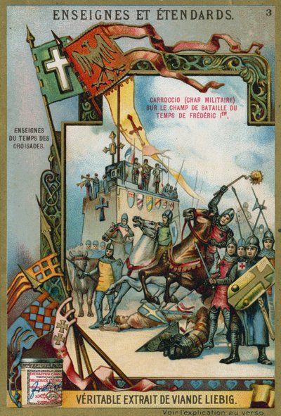 12世紀のフレデリック1世バルバロッサの時代の戦場に立つカロッチョ 作： European School