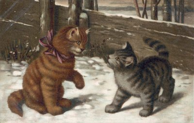 猫のポストカード（カラーリトグラフ） 作： European School