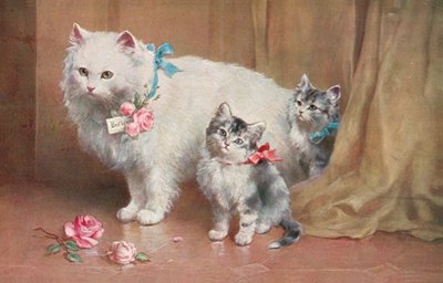 猫のポストカード（カラーリトグラフ） 作： ヨーロピアンスクール