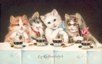 猫のポストカード（カラーリトグラフ） 作： ヨーロピアンスクール