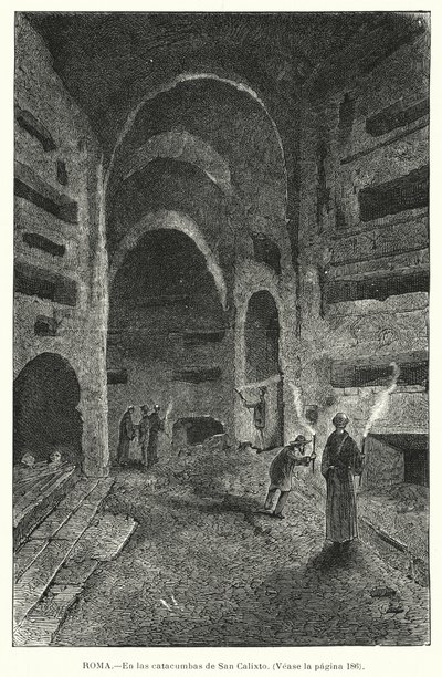 聖カリストスの地下墓地（イタリア・ローマ）（リトグラフ 作： European School