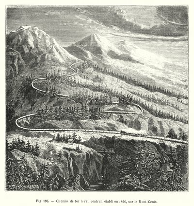 1866年に設立された中央鉄道、モン・セニの上で（彫刻作品 作： European School