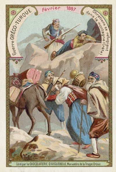 1897年2月、グレコトルコ戦争、クレタの山に避難を求めるクリスチャン 作： European School