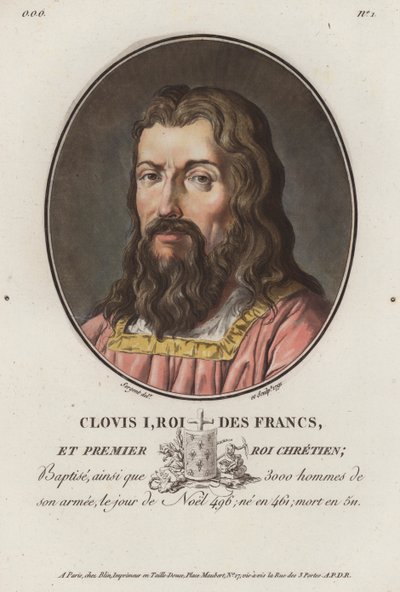 フランク王国の王クローヴィス1世（彩色済み彫刻 作： European School