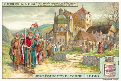 トロンハイム大聖堂を出発するノルウェー国王オラフ2世の戴冠式の行列 作： European School