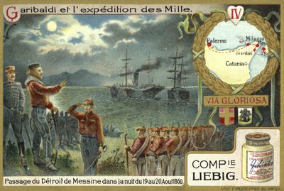 1860年8月19〜20日の夜のメッシーナ海峡の横断 作： European School