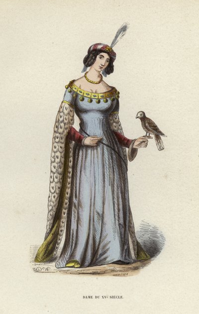 Dame Du XVe Siecle（カラー・エングレービング 作： European School