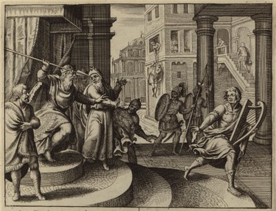 サウルが彼を殺そうとした後、逃げるダビデ（彫刻） 作： European School