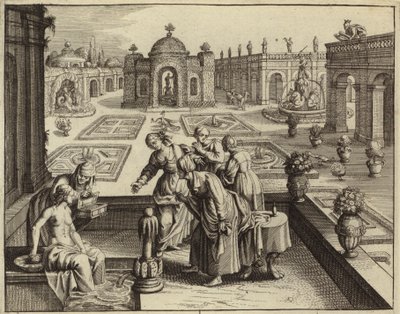 バトシェバの入浴を見守るデビッド（彫刻） 作： European School