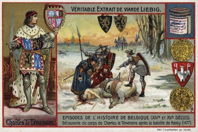 1477年のナンシーの戦いの後、ブルゴーニュ公チャールズザボールドの遺体を発見 作： European School