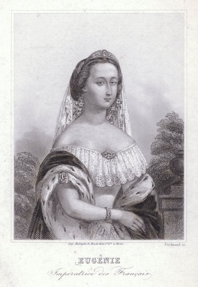 フランスのナポレオン1世の妃、ウジェニー皇后（エングレービング 作： European School