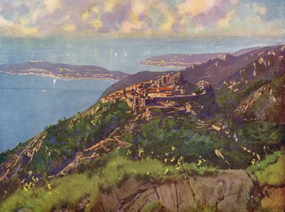 エズ、全景（カラーリトグラフ） 作： European School