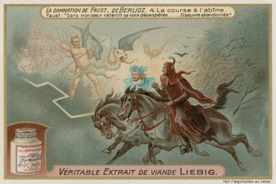 過去の悪魔に乗るファウストとメフィストフェレス 作： European School