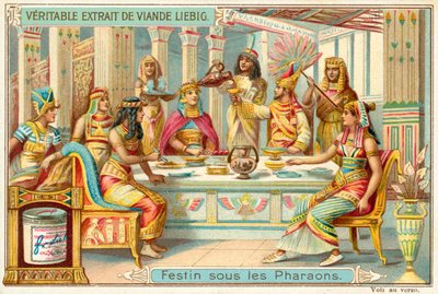 古代エジプトのファラオの下での饗宴(クロモリト) 作： European School
