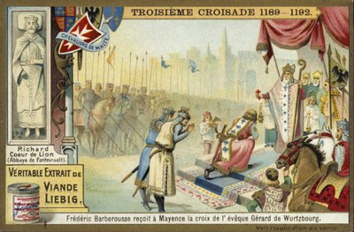 フレデリックバルバロッサは、ドイツのマインツ、ヴュルツブルクの司教、第1十字軍、1188年から十字架を取得 作： European School