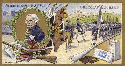 1760年にパレードを視察するプロイセンのフレデリック 作： European School
