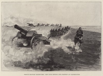 フランス軍の作戦行動、ヴァルフロイクールでの新砲の陣地入り（エングレーヴィング 作： European School