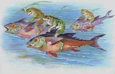魚に乗るカエル（クロモリト） 作： ヨーロピアンスクール