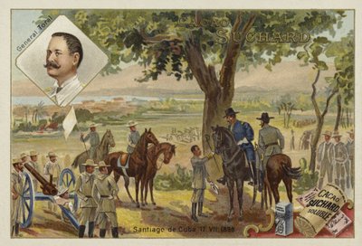 1898年7月17日、スペインとアメリカの戦争、サンティアゴデクーバ包囲戦後のトーラル将軍とスペインの降伏 作： European School