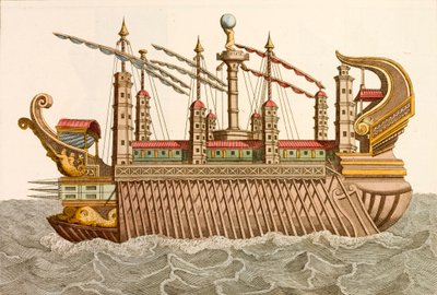 ローマ皇帝カリギュラの巨大な船（彩色済み彫刻 作： European School