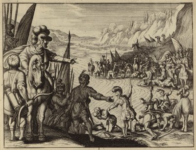 ミディアンの野営地を攻撃するために 300 人の兵士を選ぶギデオン (彫刻) 作： European School