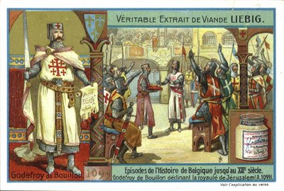 ブイヨンのゴッドフリーがエルサレムの王冠を辞任、第1十字軍、1099年 作： European School