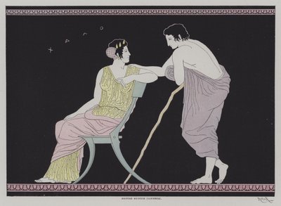 古代ギリシャの土器のイラスト（カラーリトグラフ 作： European School