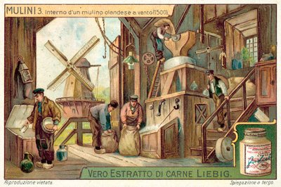 オランダの風車の内部、1500 作： European School