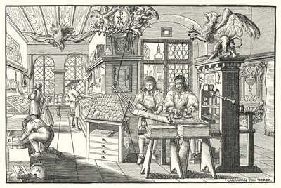 製本工場の内部（1676年頃）（エングレーヴィング 作： European School