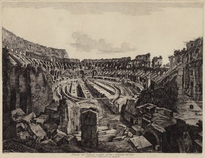 1813年に発掘され、1814年に開場したローマのコロッセオの内部（エングレービング 作： European School