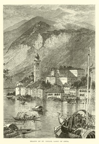 サン・ジュリオ島、オルタ湖（銅版画 作： European School
