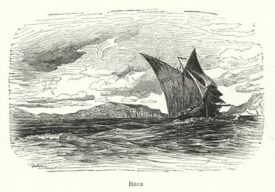 イサカ、古代ギリシャ（リトグラフ 作： European School
