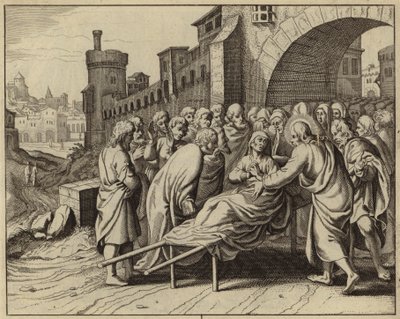 ナインの未亡人の息子を死からよみがえらせるイエス・キリスト（彫刻） 作： European School