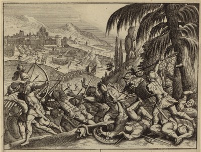 ペリシテ人を打ち負かすヨナタンと彼の鎧持ち（彫刻） 作： European School