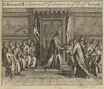 1399年、リチャード2世がイギリスの王冠をランカスター公ヘンリーボーリングブロークに降伏 作： European School
