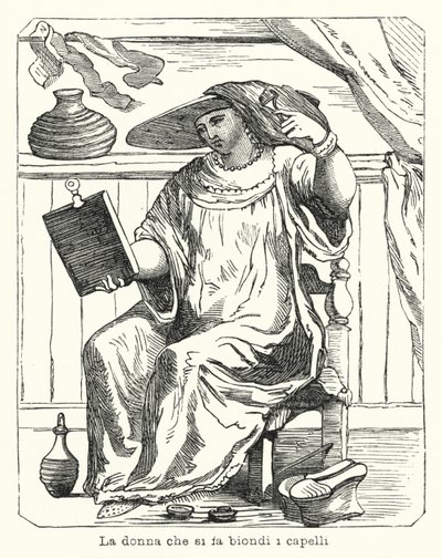 髪の毛を金髪にする女性(彫金) 作： European School