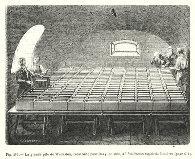 1807年にダヴィのために作られたロンドンの王立研究所にあるウォラストンの大杭(彫刻) 作： European School