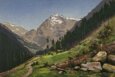 ルツェルン湖。Maderanerthal（カラーリトグラフ 作： European School