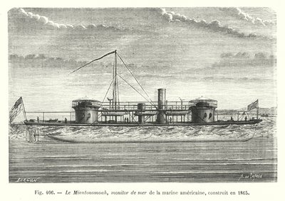 1865年に建造された米海軍のシーモニター「ミアントンモアー」（彫刻 作： European School