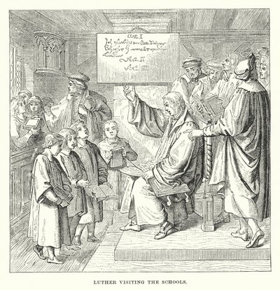 学校を訪れるルーサー（彫刻 作： European School